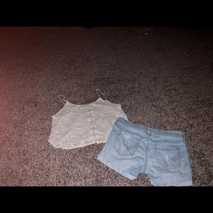 American eagle blouse, hollister shorts